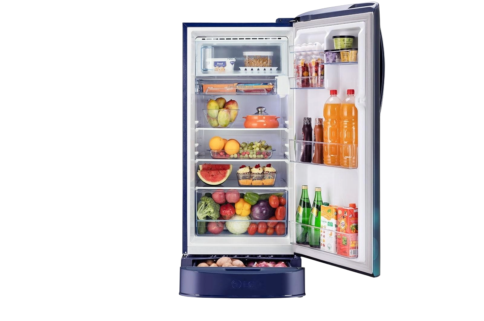 LG 224L 5 Star Direct Cool Single Door Refrigerator with Smart Inverter (GL-D2356ZABW, Blue Water Lily) thumbnail 2