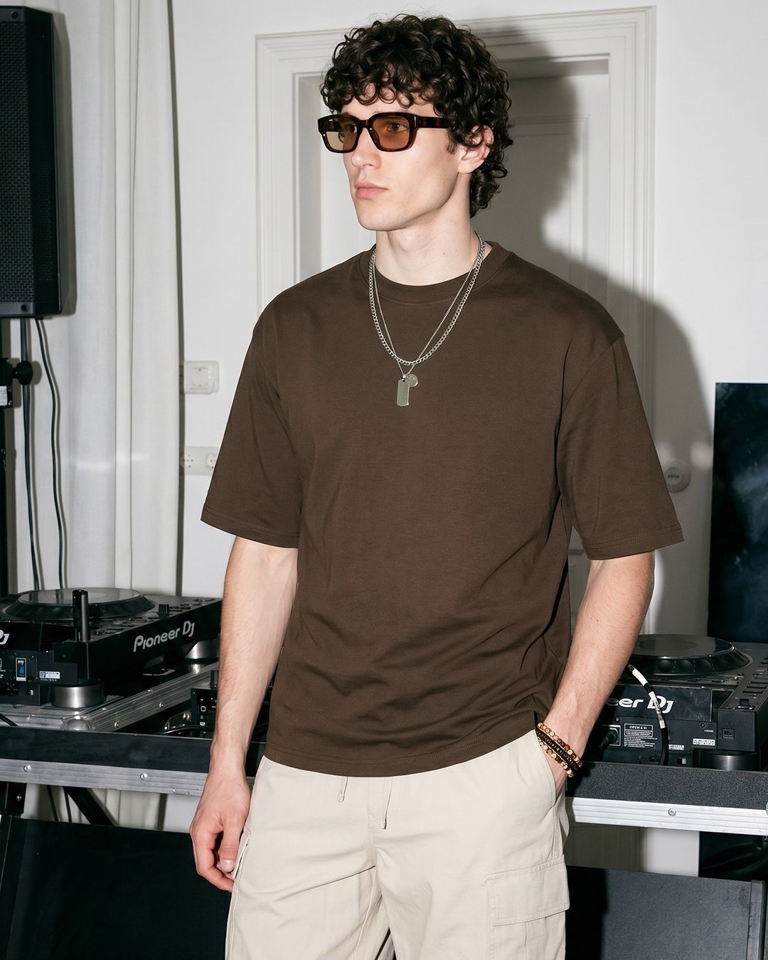 Men's Chocolate Brown Oversized T-shirt